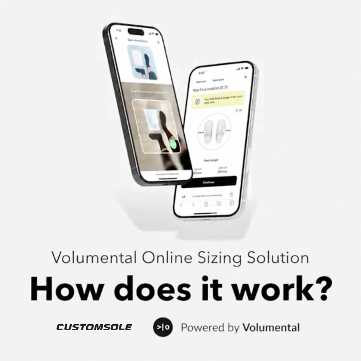 How CustomSole custom sizing works: scan your feet with your phone using the Volumental online sizing solution